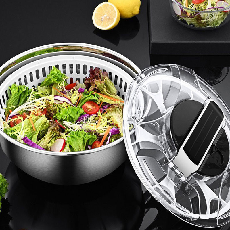 Salad Spinner - Spinner à salade en acier inoxydable,