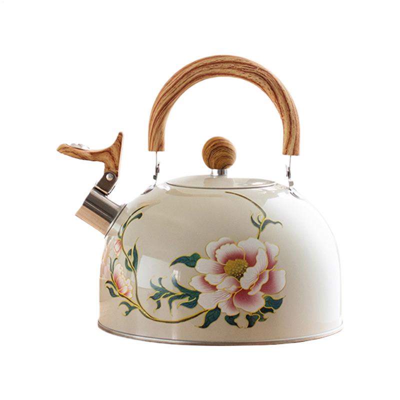 Kitchen Gadgets Vintage - Théière émaillée florale vintage, bouilloire Bomicrophone,
